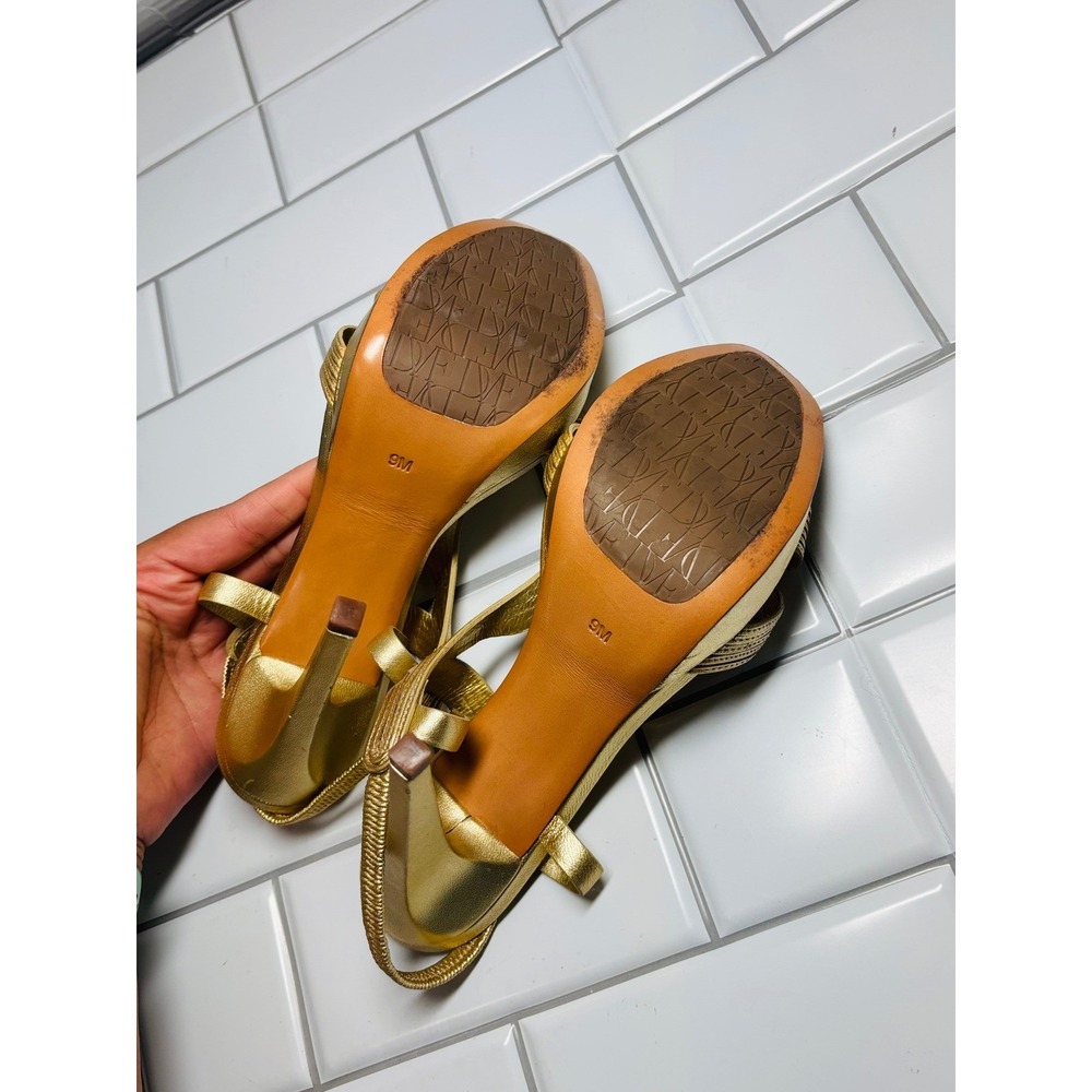 Diane von Furstenberg Luna Gold Metallic Strappy Platform Stiletto Sandals  9M - Picture 6 of 12